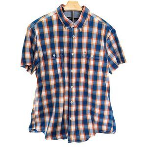 Tommy Hilfiger Plaid Short Sleeve Button-Up Shirt Men's XL Multicolor